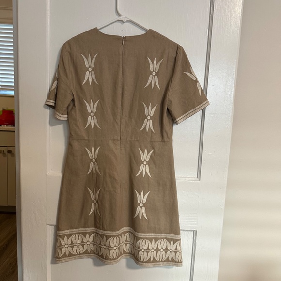 Zara Tan/Cream Embroidered Dress - Picture 4 of 9